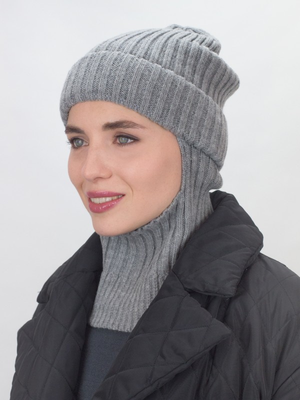 Дизайнерская балаклава с отворотом цвет серый ТД-500