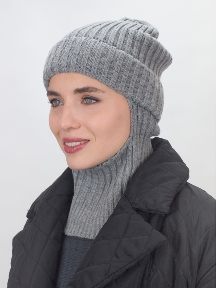 Дизайнерская балаклава с отворотом цвет серый ТД-500