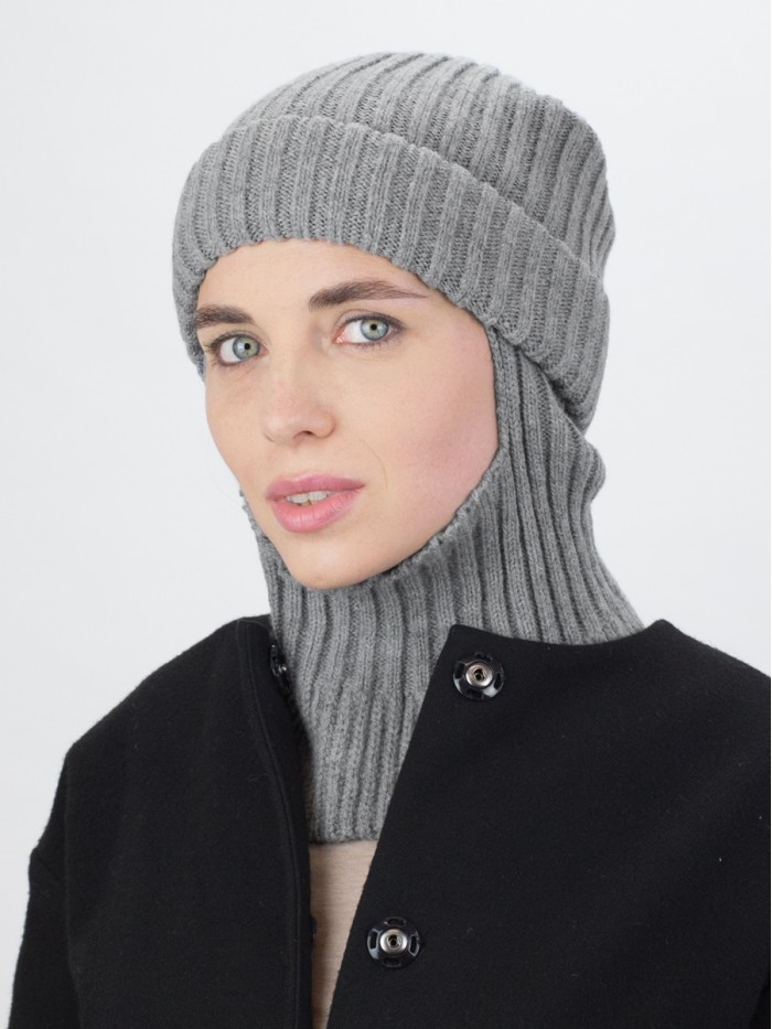 Дизайнерская балаклава с отворотом цвет серый ТД-500