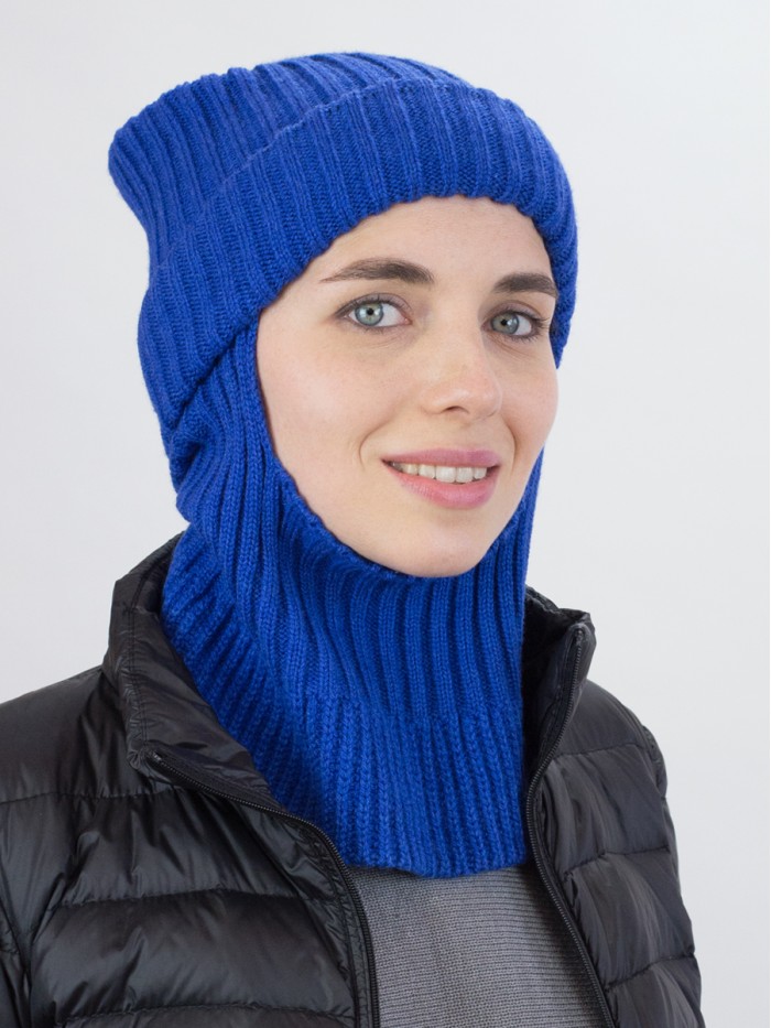 Дизайнерская балаклава с отворотом цвет васильковый ТД-500