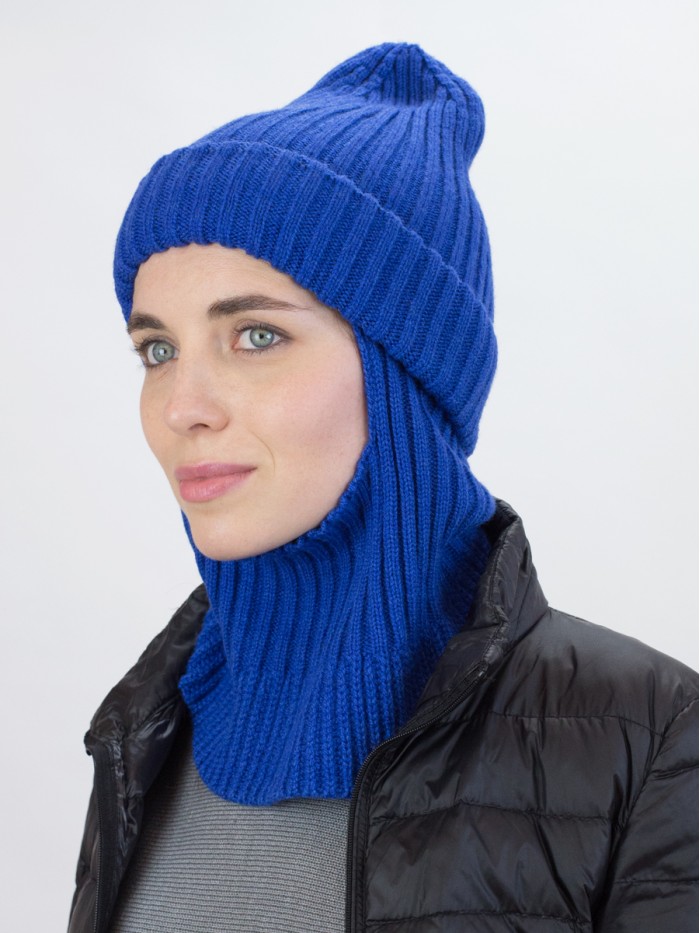 Дизайнерская балаклава с отворотом цвет васильковый ТД-500