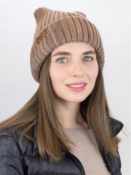 Шапочка с ушками цвет кофей...