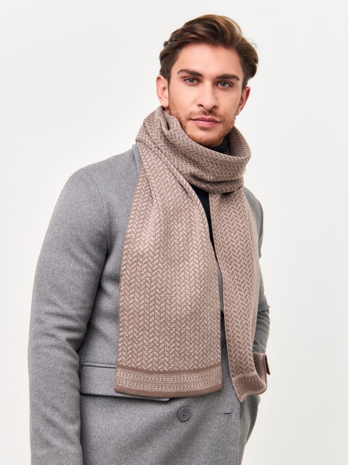 Шарф мужской кофейный-беже�...