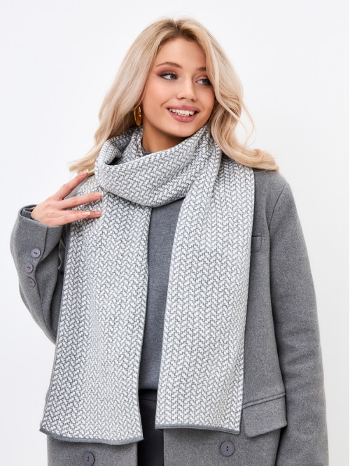 Шарф женский серого-молочн�...
