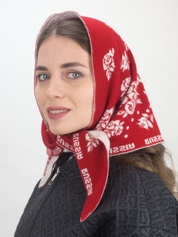 Оригинальная косынка красного цвета Хохлома ТД-509