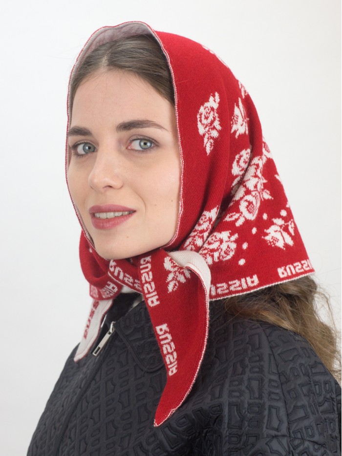 Оригинальная косынка красного цвета Хохлома ТД-509