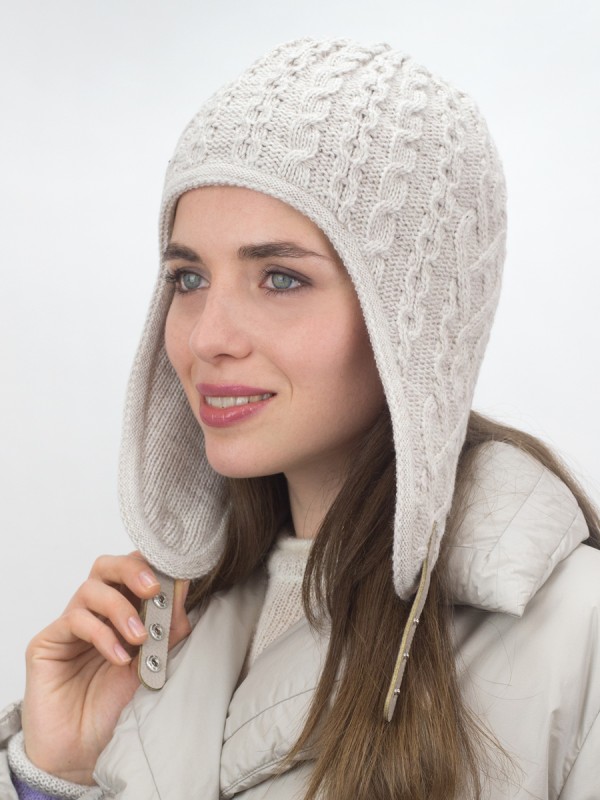 Утепленная шапочка в стиле "Nordic" цвет светло-бежевый ТД-511