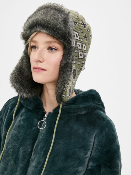  Комбинированная ушанка с э...