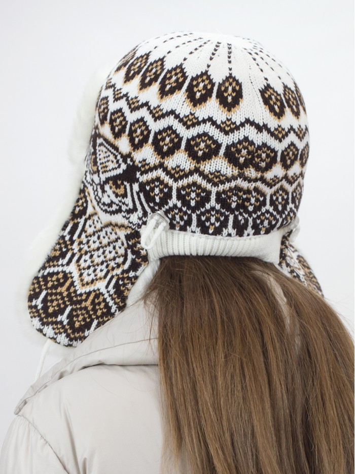 З-303 молочный-коричневый мех молочный ушанка