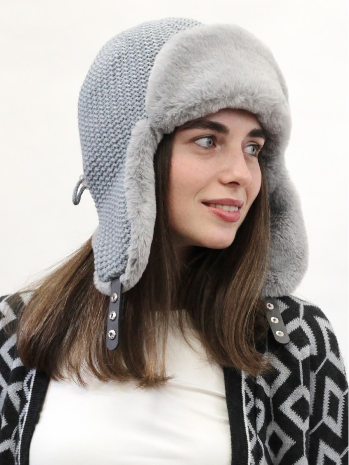 З-306  серый мех светло-серый ушанка