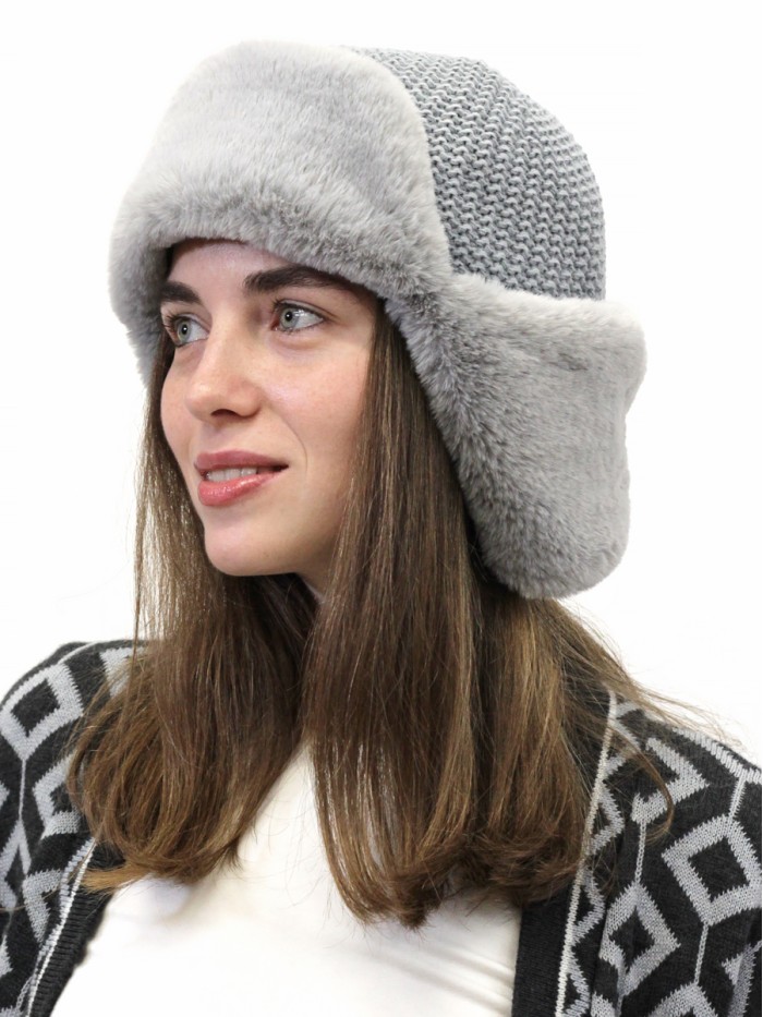 З-306  серый мех светло-серый ушанка