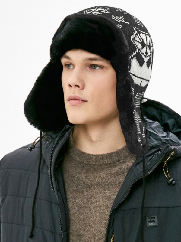 З-317 черный-молочный мех черный ушанка