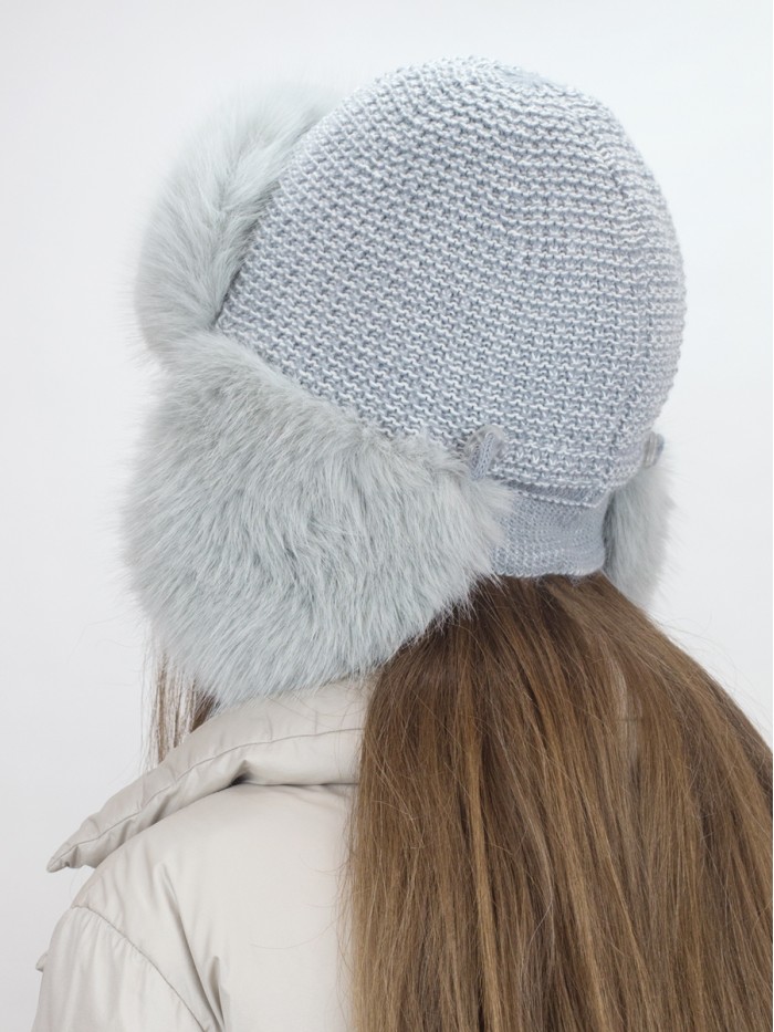 Ушанка с регулировкой размера серого цвета  З-319