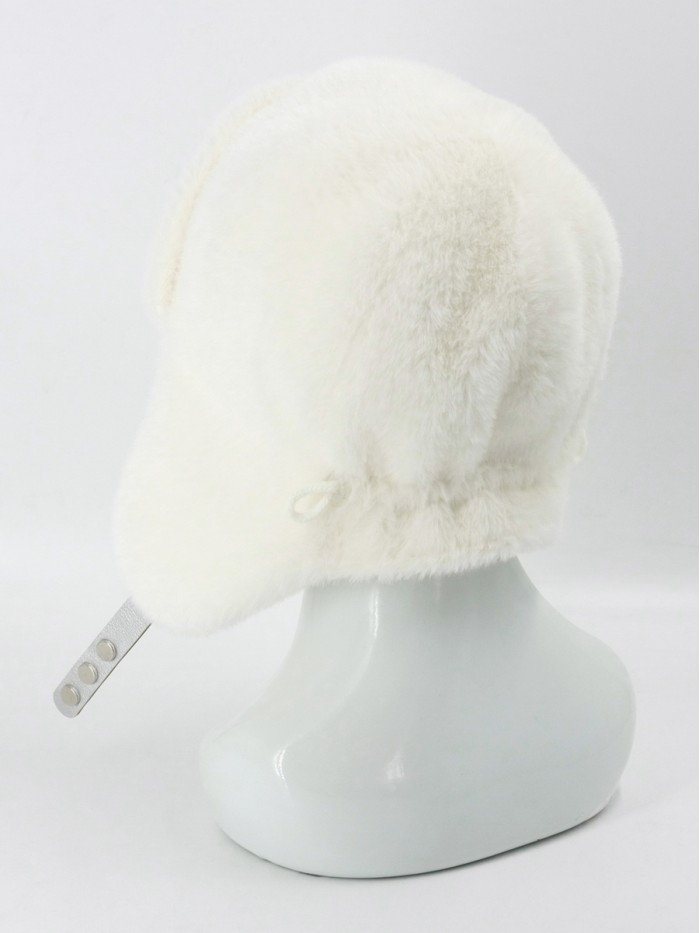 Нежная ушанка из экомеха цвет белый З-841/1