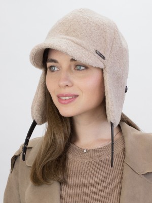 Ушанка из эко-меха цвет кофе с молоком З-841К