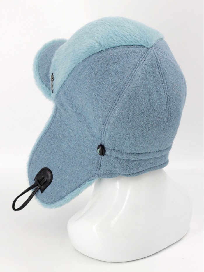 Оригинальная ушанка комбинированная с эко-мехом цвет серо-зеленый З-842/1 Оригинальная ушанка комбинированная с эко-мехом цвет серо-зеленый З-842/1