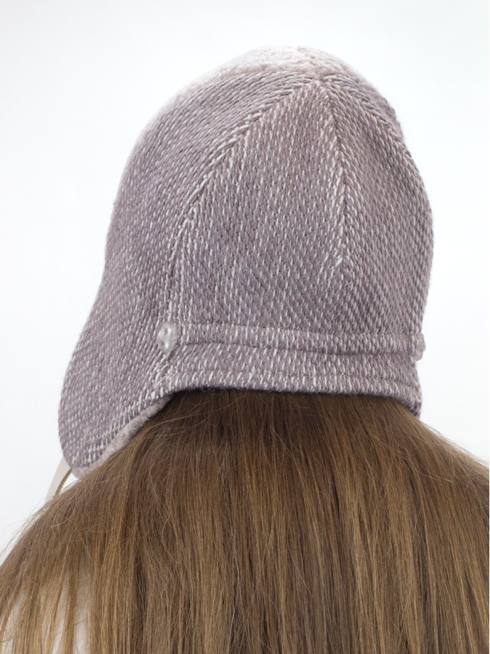 Ушанка с экомехом кофейно-светло-бежевого цвета З-842К