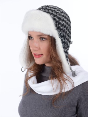 Классическая ушанка цвет черный-средне-серый З-843/1