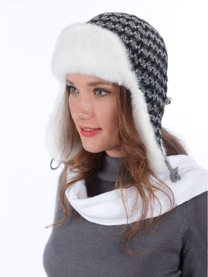 Классическая ушанка цвет черный-средне-серый З-843/1