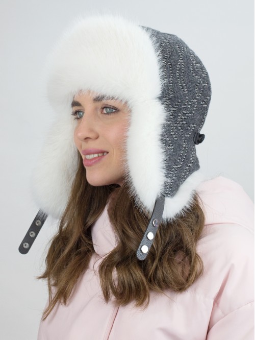 Комбинированная ушанка с и...