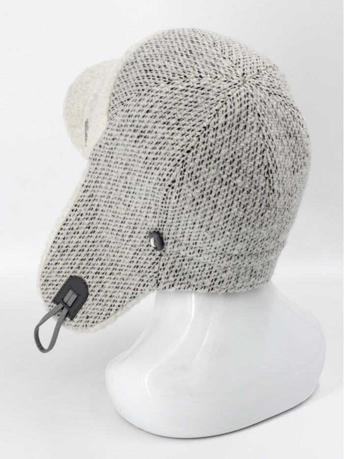 Комбинированная ушанка светло-бежевого-черного цвета З-850/2