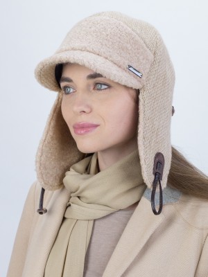 Комбинированная ушанка кофейно-бежевого цвета З-850Т Комбинированная ушанка кофейно-бежевого цвета З-850Т